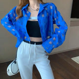 Summer Harajuku Sun Protection Coat Long Sleeve Transparent Jacket Gradient Sequin Female Jacket Women Feminine