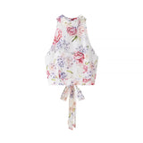Homemade New Women's Clothing Hang Neck Sleeveless Short Top Short Floral Skirt