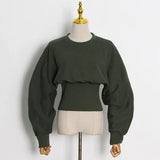Green Sweatshirts For Women Slim Plain O Neck Long Sleeve Casual Pullovers Female 2021 Autumn Clothing Fashion