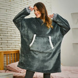 Hoodie Blanket With Sleeves Plaid Sweatshirt Winter Fleece Pullover Female Sherpa Giant Moleton Hoody Sweat Femme