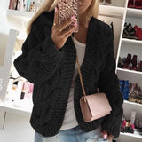 New Autumn Winter Cardigan Women 5 color matching Loose Knitted Sweater Jacket Female Long Sleeve Cardigans Coat