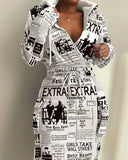 E-Commerce Independent Station Women's Printed Waist Pocket Dress Stock-Outfit