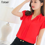 Women Chiffon Shirt Blusas Femininas Tops Short Sleeve Elegant Ladies Formal Office Blouse Plus Size Chiffon Shirt