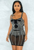 Party Beaded Wide Strap Mini Bodycon
