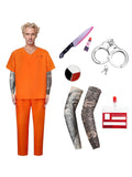 Adult Prison Clothes Inmate Costumes For Masquerade Children's Orange Prison Clothes