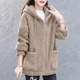 sweater women plus fleece new autumn and winter loose Korean zipper cardigan thick lamb wool