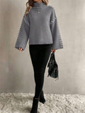 Casual Loose Knitted Sweater 2025 New High-Necked Color Design For