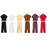 Spring New Women's Collar Short-Sleeved Short Coat Straight Trousers 8491053