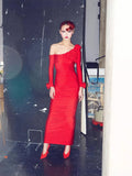 Women's Three-Dimensional Flower Design Folds Open Fork Solid Color Dress