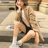 Autumn Long Sleeve Blazers for Women Ulzzang Single-breasted Suits Jackets Woman New Solid Color Loose Office Coats
