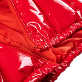 Solid Color Padded Short Zipper PU