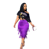 Solid Color Fringe Bodycon