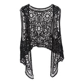 Jastie Asymmetric Open Stitch Cardigan Summer Beach Boho Hippie People Style Crochet Knit Embroidery Blouse sleeveless Vest