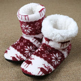 Slippers Winter Floor Shoes Woman Cotton Slipper Christmas Indoor Shoes Female Elk Warm Fur Plush Insole No Skid