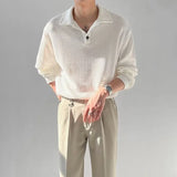 And Autumn Blouse Men's Long-Sleeved Polo Shirt Korean Version Loose Lapel T-Shirt Trend Brand Leisure T-Shirt Trend-Outfit