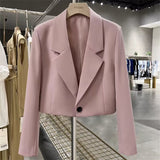 Jacket Women 2025 Spring And Autumn New Korean Version Of The Fashion White Ultra-Short One Buckle