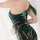 Sequin One Shoulder Slit Long Evening