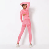 Vital Seamless Gym Set Gym Clothing Fitness Leggings+Cropped Shirts Sport Suit Women Long Sleeve Tracksuit Active