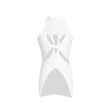 Individuality Women's Tank Tops Round Neck Sleeveless Cut Out Solid Knitting Vests Female Summer Clothing Style