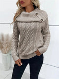 And Winter New Knitted Collar Button Design Shoulder Sleeve