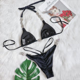 Bikini Halter Solid Diamonds Two Piece
