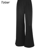 Fashion Classy Women Palazzo Pants High Waist Floor-Length Satin Trousers Spring Summer 2022 High Street Baggy