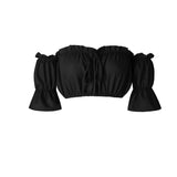 tops women 2020 summer lantern sleeve sexy strapless beach tops plus size red black white ruched crop top