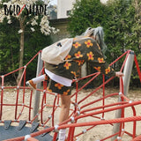 Bold Shade 90s Teenager Fashion Harajuku Matching Sets Floral Print Hoodies And Elastic Waist Shorts Autumn Streetwear 2pcs
