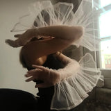 Solid Color Mesh Transparent Over Finger Fashion Gloves 319-1-Outfit