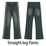 Y2k Jeans For Women High Waist Straight Baggy Clothes Korean Style Streetwear Contrasting Colors Denim Trousers