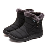 Boots Women Winter Shoes Warm Plush Ankle Boots Female Casual Slip On Flat Fur Shoes Waterproof Footwear Light Black