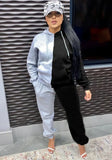Contrast Color Hoody Sweatsuit with