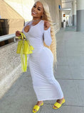 Ribbed Sexy Long Bodycon Dress with Full