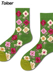 Happy Socks Man Creative Flower Flowers Pattern Funny Socks Casual Comfort Cotton High Quality