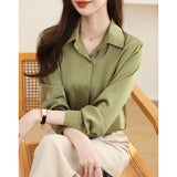 And Autumn 2025 New Advanced Sensational Anti-Floored Wrinkled-Faced Shirt For Women's French Leisure Career Commuting