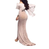 New Women's Ebay Dress Sexy Sprinkling Gold Feathers Open Forked And Hip Banquet Evening