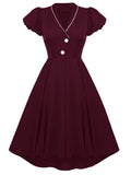 Formal V-Neck Short Sleeve Vintage Prom
