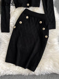 long sleeve buttons sweater top and skirt suits women knitted two piece set 2022 New autumn fashion ladies club