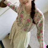 Knitted Cardigan Women's Spring And Autumn 2024 New Retro Lazy Loose Sweater Short Jacket-Outfit