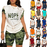 Women's Temperament Commuting Trousers Round-Neck Short-Sleeved Set In Autumn