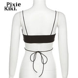 Rhinestone Butterfly Crop Top Y2k 90s Asymmetrical Backless Halter Tops Sexy Summer Black Tanks and Camis