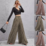 Version Of 2025 New Spring And Summer Loose High-Waisted Leopard Pattern Broad Leg