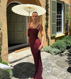 Toloer Summer New Women's Fashion One-Word Collar Sexy Perspective Lace Slim Dress Dress-Outfit