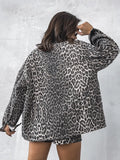 New Retro Leopard Print Niche Collar Denim Jacket Spring Fashion Loose Trend