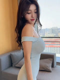 Bag-Buffed Seabless Shoulder-To-Shoulder Tight-Up Hottie Thai Temperament Short Skirt Vest