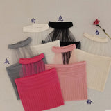 Mesh Yarn Splicing Hanging Neck Sling Summer Babes Inside The Vest Woman Wearing A Short Bottom