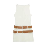 Spring Double Belt Decorated Tight Sleeveless Mini Dress 3152310-Outfit