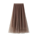 Summer Women Dot Mesh Patchwork Skirt 2021 Fashion Ladies Sexy Club Street Casual OL Korean Style Skirts Waist