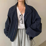 Versatile Drawstring Design Oversized Jacket-Outfit