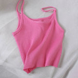 Tops Knitting Camisoles Female Solid Camis Street Camisole Ladies Camis With Straps Spaghetti Crop Tops